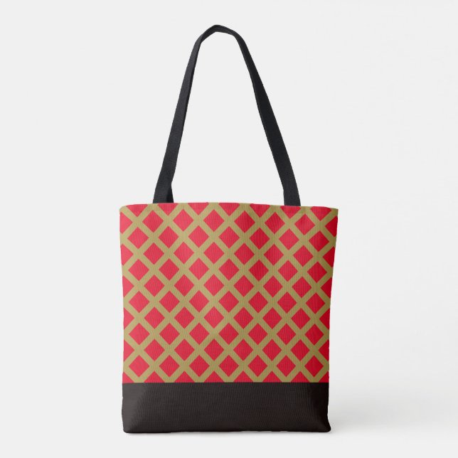 Tote Bag treillis or et rouge (Dos)