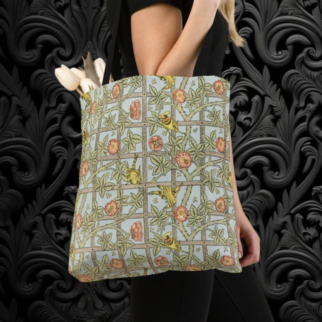 Tote Bag Trellis par William Morris, textile de jardin vint (Trellis by William Morris, Vintage Garden Textile Tote Bag)