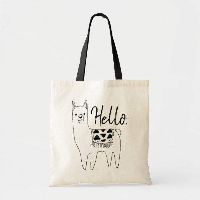 Tote Bag Trendy Aztec Llama Sketch Hello (Devant)