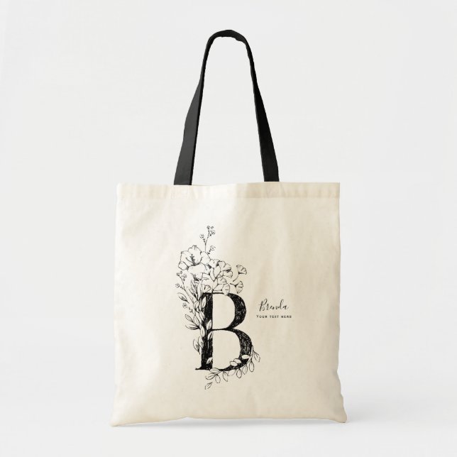 Tote Bag Trendy farmhouse rustic Letter B monogrammed (Devant)