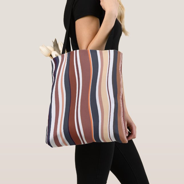 Tote Bag Trendy Modern Rustic Stripes (De près)