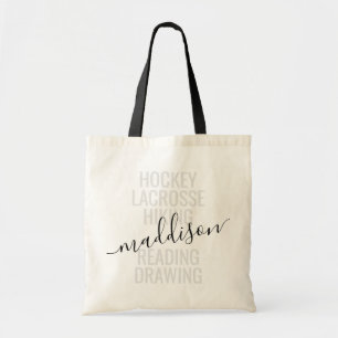 Tote Bag Trendy Monogram Name Script Sport and Hobby