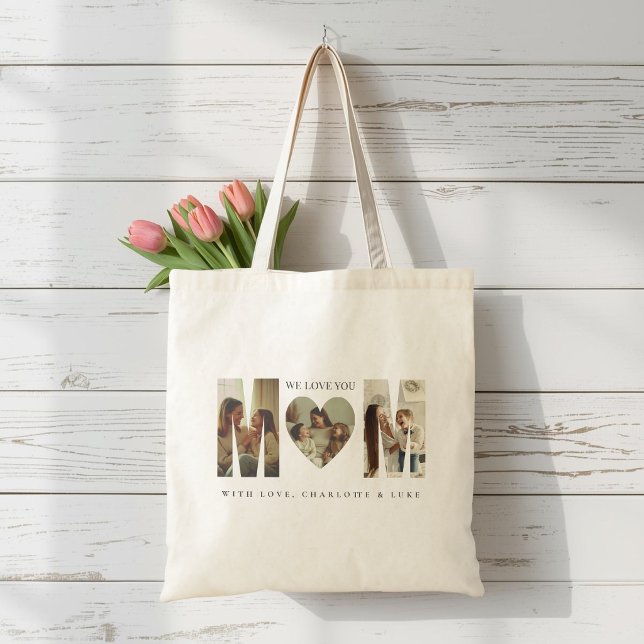 Tote Bag Trendy Personalized Photo WE LOVE YOU Mom (Créateur téléchargé)