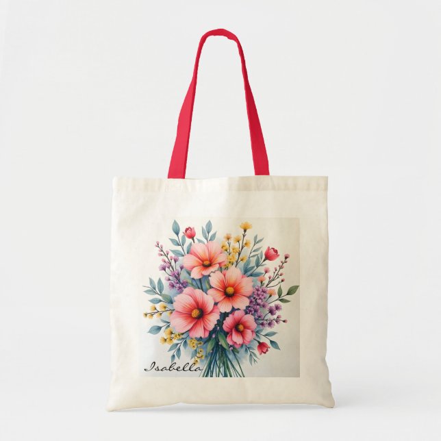 Tote Bag Trendy Wildflowers Beautiful Luxury Collection (Devant)