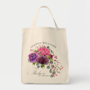 Tote Bag Trente et fabuleux Elégant Floral 30e anniversaire