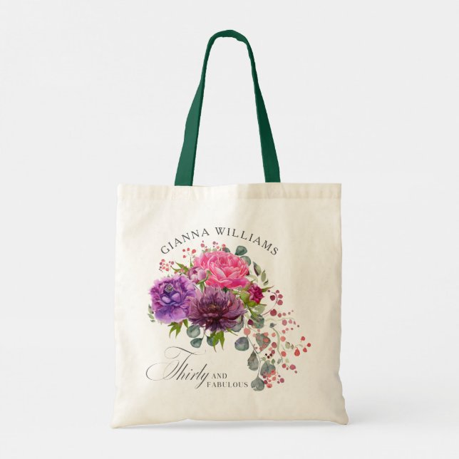 Tote Bag Trente et fabuleux Elégant Floral 30e anniversaire (Dos)