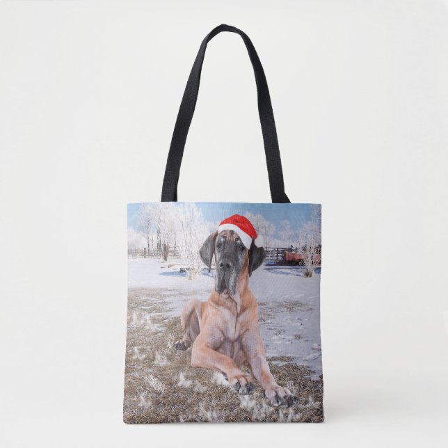 Tote Bag Très Beau Chien Danse Assis Dans Le Casquette De N (Devant)