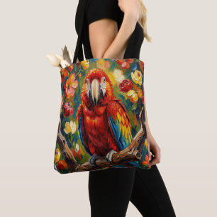 Tote Bag Très beau perroquet Ara Impasto