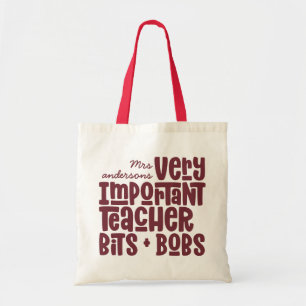 Tote Bag Très important enseignant typographie moderne cade