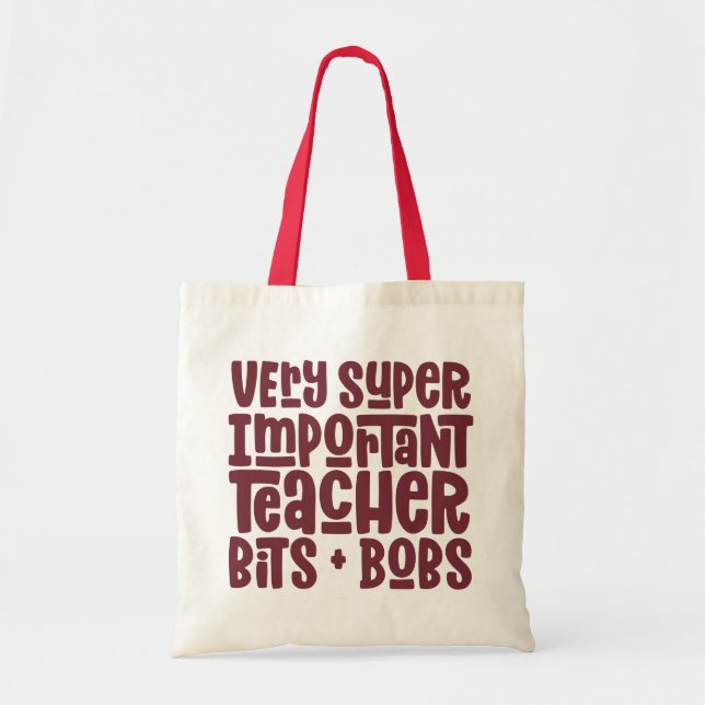 Tote Bag Très important enseignant typographie moderne cade (Devant)