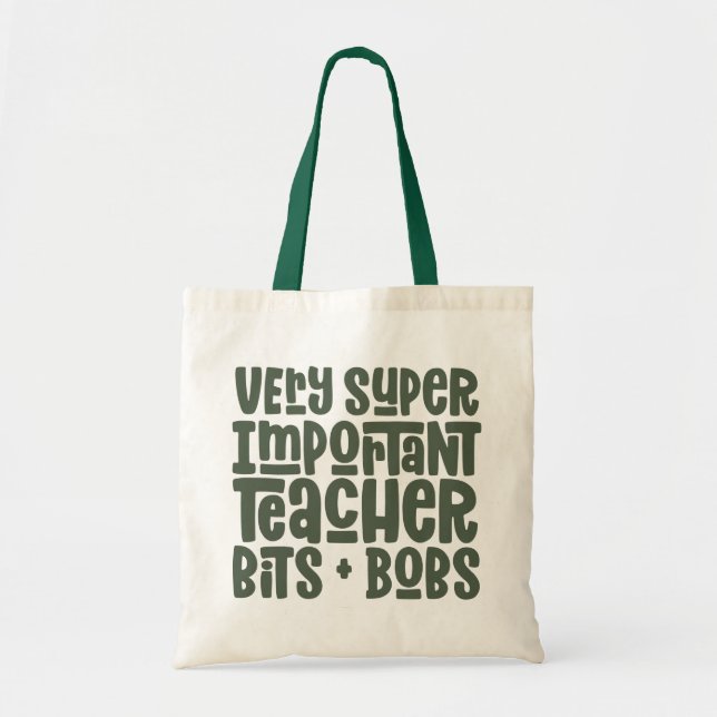Tote Bag Très important enseignant typographie moderne cade (Devant)