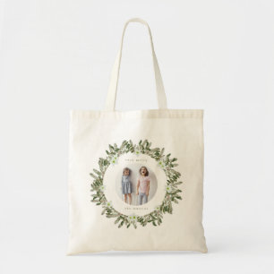 Tote Bag Très Joyeux pin et fleurs hiver Wreath Noël