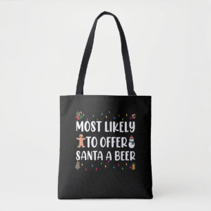 Tote Bag Très Probable D'Offrir À Père Noël Une Bière Drôle
