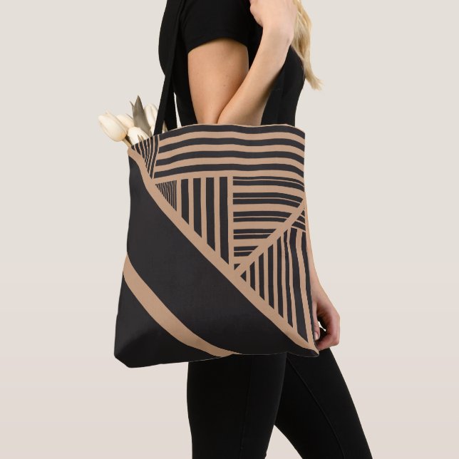 Tote Bag Triangle en tan et noir (De près)