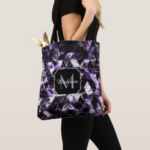 Tote Bag Triangle Géométrique Violet Smoky Galaxy Monogramm