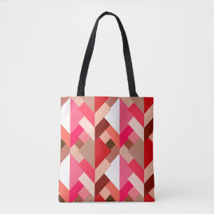 Tote Bag Triangles Abstraits modernes, Coral rouge et rose