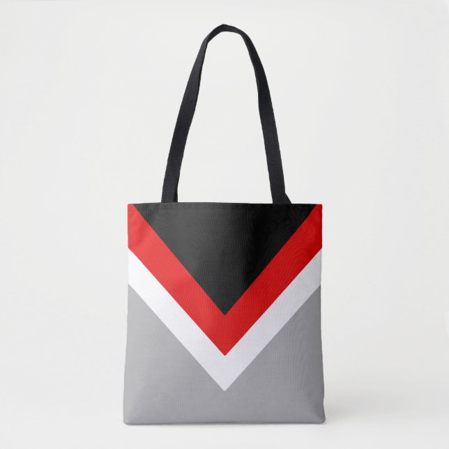 Tote Bag Triangles Abstraits Modernes Noir, Rouge, Blanc &  (Devant)