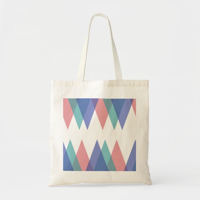 Tote Bag Triangles bleu et corail (Devant)