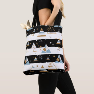Tote Bag Triangles colorés et bandes noires et blanches