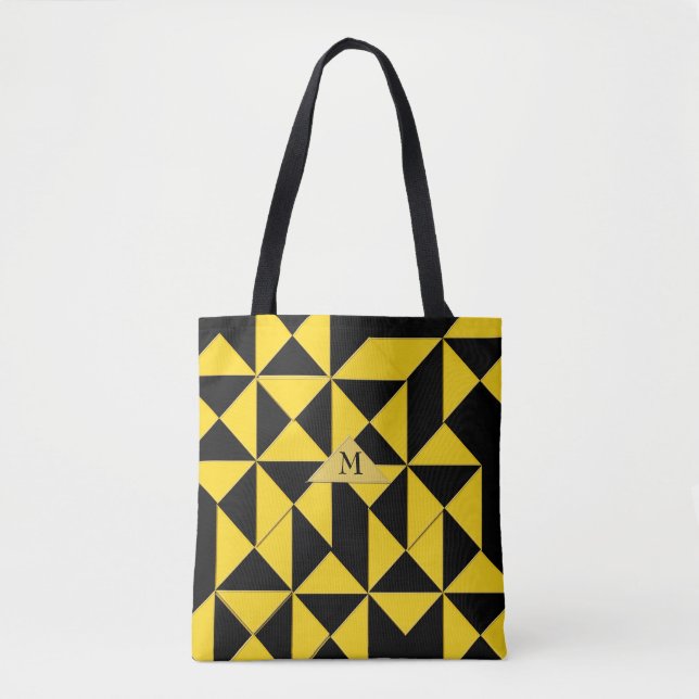 Tote Bag Triangles de couleur or Abstrait géométrique (Devant)