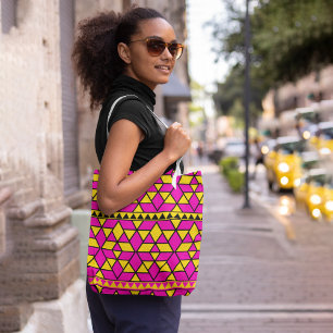 Tote Bag Triangles jaune rose