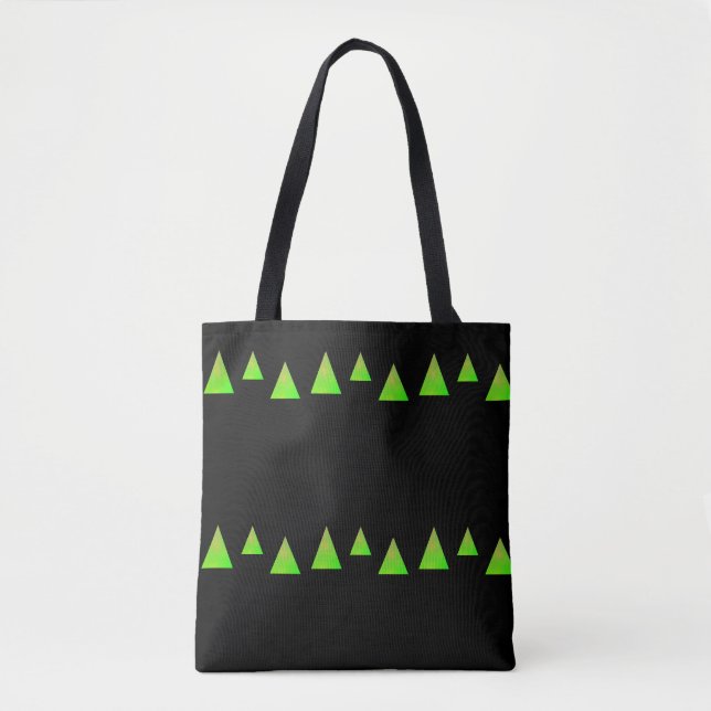 Tote Bag triangles verts Abstraits sur noir (Devant)