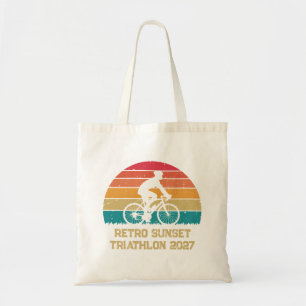 Tote Bag Triathlon personnalisé vélo rétro au coucher du so