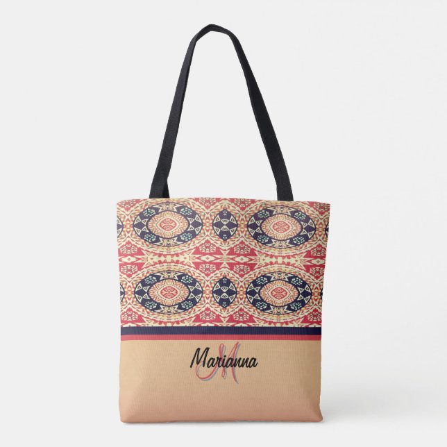 Tote Bag Tribal de Red, Tan et Black Island (Dos)