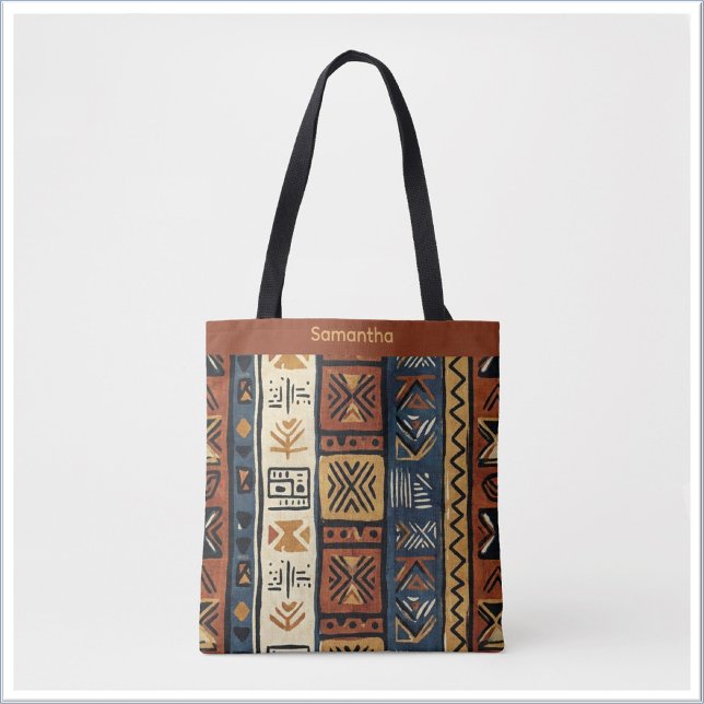 Tote Bag Tribal Ethnique Brun Or & Vert (Créateur téléchargé)