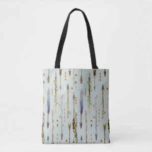 Tote Bag Tribal Feathers & Arrows Pattern