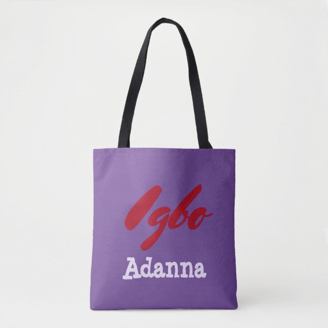 Tote Bag Tribal Igbo violet et rouge (Devant)