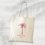 Tote Bag Tribe de mariée Magenta Tropical Palm Tree personn<br><div class="desc">Ce sac fourre-tout de palmier tropical amusant avec les mots "Tribe de mariée" en (couleur de l'année 2023) magenta est le cadeau de douche de mariée parfait pour une destination de plage tropicale ou mariage extérieur! Personnalisez-le avec le nom de votre servante.</div>