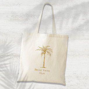 Tote Bag Tribu de la Mariée Or Palmier Tropical Personnalis