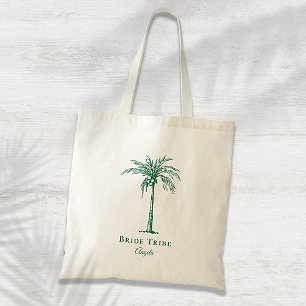 Tote Bag Tribu de la Mariée Vert Arbre à Palmes Tropical Pe