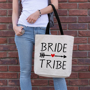 Tote Bag Tribu de mariée Bohème Rouge Cœur Flèche