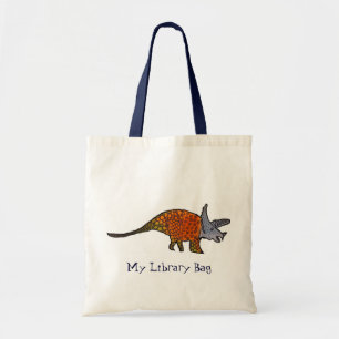 Tote Bag Triceratops dinosaure enfants dessin artistique mi