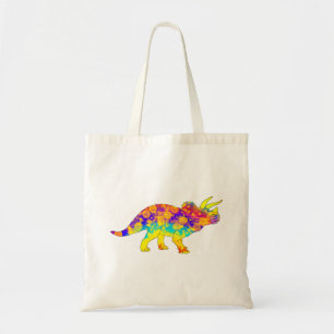 Tote Bag Triceratops Mignon Funky Coloré Art Dinosaure