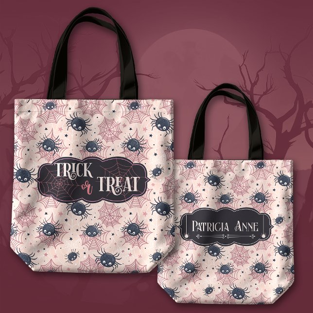 Tote Bag Trick d'Halloween mignon ou traiter araignées et é (Créateur téléchargé)