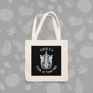 Tote Bag Trick or Treat chauve-souris typographie Halloween