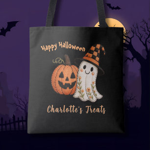 Tote Bag Trick or Treat Citrouille Fantôme Halloween