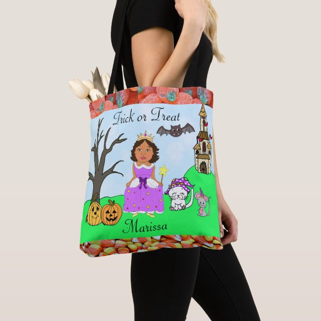 Tote Bag Trick or Treat Girl's Princess Halloween Candy (De près)