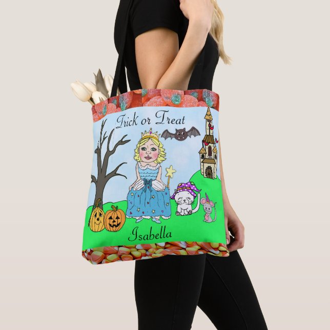Tote Bag Trick or Treat Girl's Princess Halloween Candy (De près)