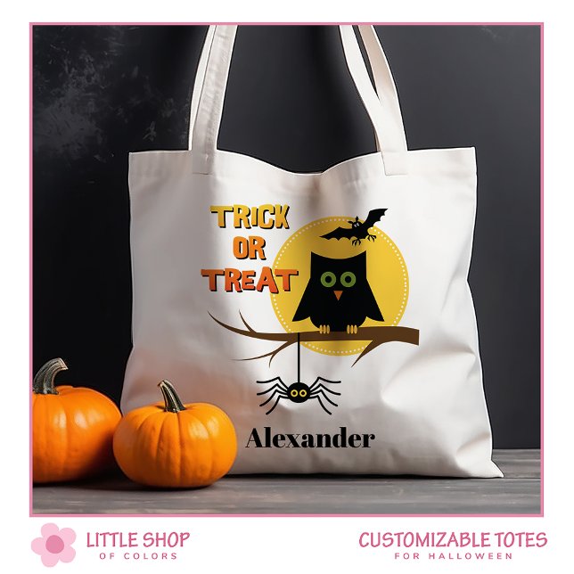 Tote Bag Trick or Treat Halloween de la chouette effrayante (Créateur téléchargé)