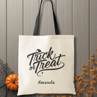 Tote Bag Trick or Treat Halloween écriture élégante