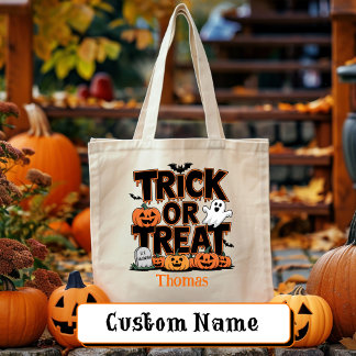 Tote Bag Trick or Treat Halloween Ghost Citrouille Personna