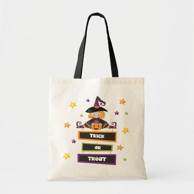Tote Bag Trick or Treat Halloween Kids Candy Cartoon Witch (Devant)