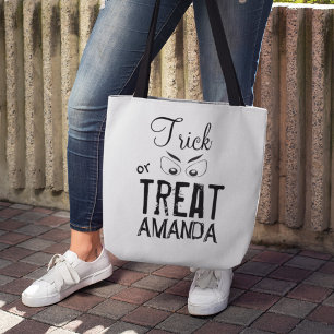 Tote Bag Trick or Treat Halloween Personnalisé Yeux Effraya