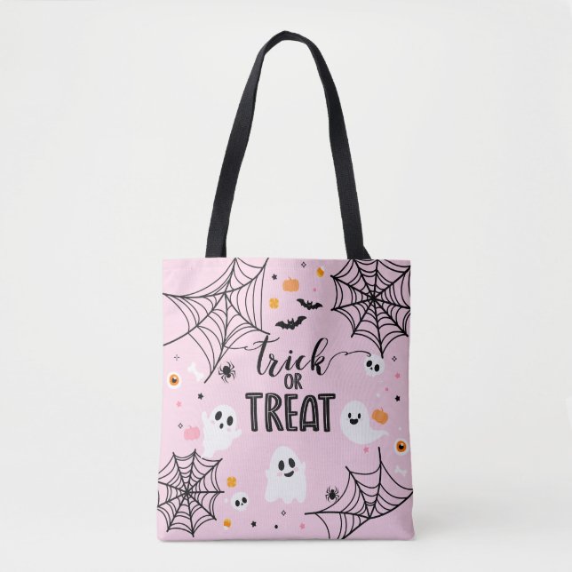 Tote Bag Trick or Treat Pink Halloween (Devant)