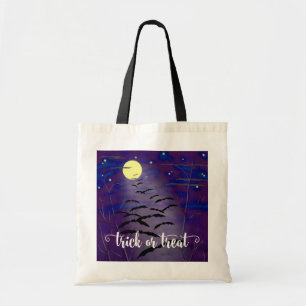 Tote Bag Trick or Treat Pleine Lune et Chauves-souris Hallo