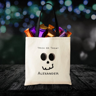 Tote Bag Trick or Treat Visage de Squelette Mignon Personna